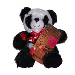 Godiva Valentines Day Plush Panda Bear with Chocolate Dipped 