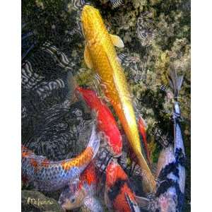  Japanes Koi Fish Surreal and Colorful Limited Edition Painting 