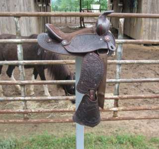 would guess this saddle to be in the neighborhood of 5 to 10 years 