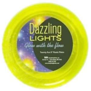  Neon Yellow Plastic Plates 9 inch Dazzling Lights 25 per 