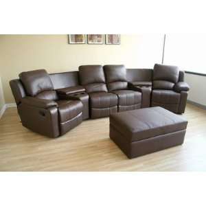 Home Theater Seating Curved Row of 4 Brown Interiors Furniture Theater 