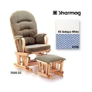    Shermag Glider Rocker and Ottoman ,Finish Antique White Baby
