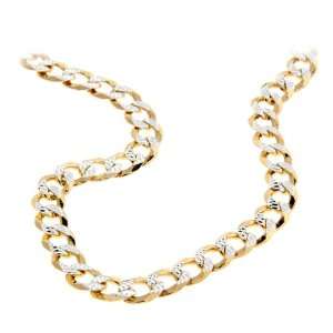 28 Curb / Cuban Italian Chain Two Toned 14K Gold over .925 Sterling 