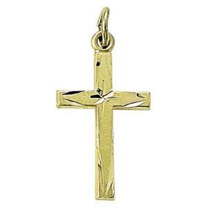 24K Gold Over Sterling Silver 3/4 Engraved Cross Necklace on 18 