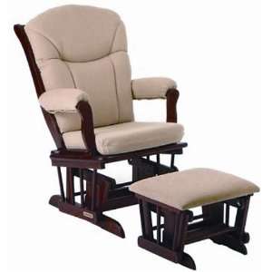  Square Back Glider and Ottoman with Harmony Wood and Beige 