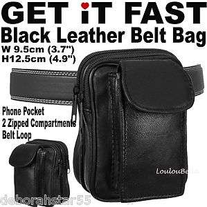   Womens Black Leather Belt Camera Mobile Phone Travel Bag Pouch Wallet
