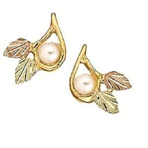 Stamper 12K Black Hills Gold Womens 12K Gold and Rose Pearl Earrings 