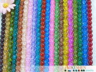 20Strs Crackle Glass Loose beads Mixed 6mm BGFB21 40  
