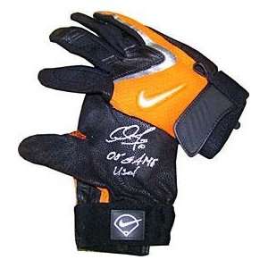   2008 Game UsedOrange / Black Batting Gloves   Autographed MLB Gloves
