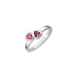   Stackable Expressions Dbl Heart Pink Tourmaline Ring, Size 10 Jewelry