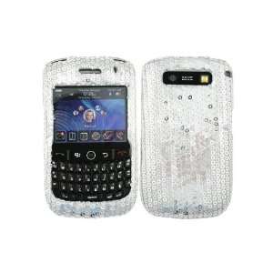 Silver Bling Sequins White Clear Case Cover Faceplate for Blackberry 