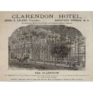 1876 Ad Clarendon Hotel Saratoga Springs New York RARE   Original 