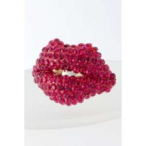  Pretty Fuchsia Bling Lip Themed Ring ~ Adjustable Size 
