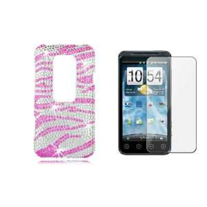 HTC Evo 3D 4G for Sprint Phone Diamond Blings Phone Shell Case (Zebra 