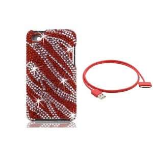  Full Diamond Blings Red Zebra Design for iPod Touch 4th 