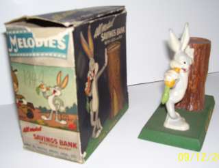 1940s Bugs Bunny Pot Metal Bank w/orig. box  
