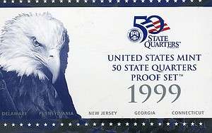 1999 S UNITED STATES 5 QUARTER CLAD PROOF SET BLUE BOX  