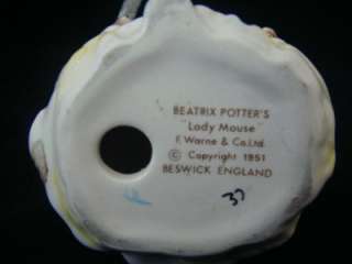 Beswick BEATRIX POTTERS LADY MOUSE Figurine Vintage A+ CONDITION 
