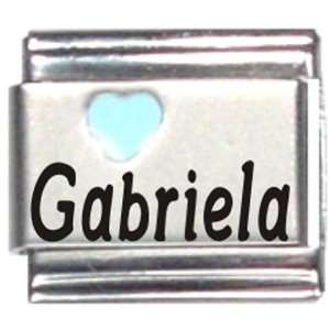  Gabriela Light Blue Heart Laser Name Italian Charm Link 