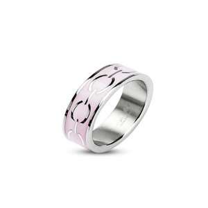    Stainless Steel Pink Enamel Love Links Ring Band Ring R199 Jewelry