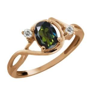   Tourmaline Green Mystic Topaz and Topaz 18k Rose Gold Ring Jewelry