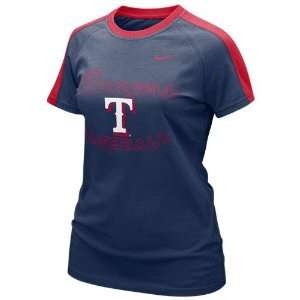  Nike Texas Rangers Ladies Navy Blue Center Field T shirt 