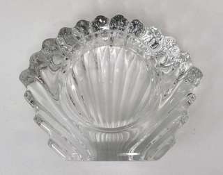 Vintage Clear Crystal Glass Scallop Shell Bowl Votive Candle Holder 