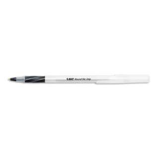 12 Bic Round Stic Grip Black Fine Ball Point Stick Pens 070330139022 