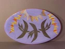 ABSTRACT MID CENTURY DECO STUDIO POTTERY PLATTER*CROWS*  