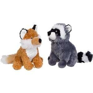   Plush Raccoon or Fox Dog Toy, 3.5 W X 6.5 H Pet 