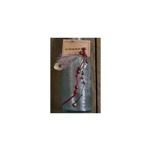 Bobby Pin with Borwn & Red Leather, Wood Beads & Gray Feather Natural 