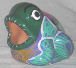 Multicolor Teracotta 2 3/4 Big Mouth Frog Figurine Ornament  