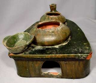 Ancient Chinese Han Dynasty Green Ceramic Stove Model  