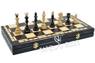Large Hand Carved Wooden Chess Wood Set  