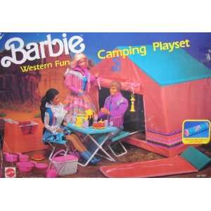 Barbie Western FUN Camping Playset W Sleeping Bag, Tent & More (1990 