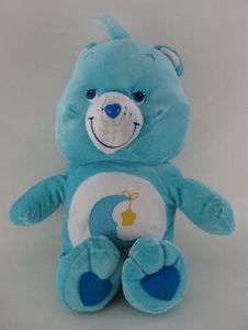 Blue Teddy Care Bear Bedtime Moon Stuffed Plush Animal  