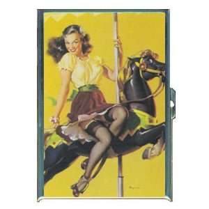 PIN UP GIRL CAROUSEL HORSE ID Holder, Cigarette Case or Wallet MADE 
