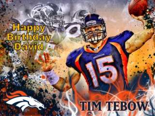Tim Tebow Denver Broncos Edible Image Cake Party Topper  