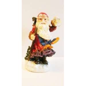  Red Santa with a Bag of Gifts & Lantern Holiday Figurine 