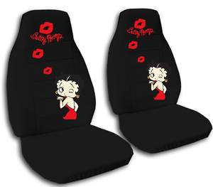 NICE SET OF BETTY BOOP CAR SEAT COVERS BLACK W/RED LIPS  