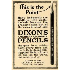  1911 Ad Dixons Graphite Pencils Writing Strong Joseph 