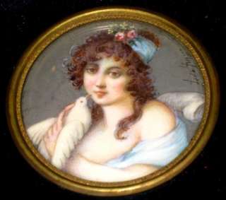 Antique Signed French Hand Painted Miniature Painting  