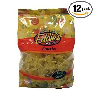 Eddies Bowties Semola Pasta Organic, 12 Ounce Bags (Pack of 12 