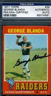 GEORGE BLANDA SIGNED PSA/DNA 1971 TOPPS AUTOGRAPH  