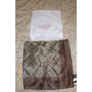 Authentic Coach Silk Scarf New with Tag. Khaki and Coach Brown , Apprx 