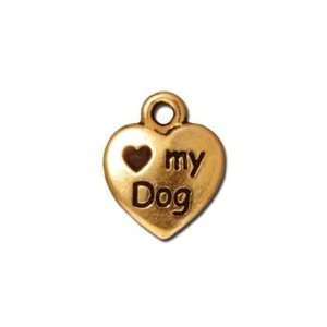  12mm Antique Gold Love My Dog Pewter Charms by Tierracast 