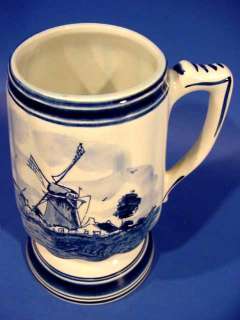 b569 Extraordinary Handpainted Delft Tankard  