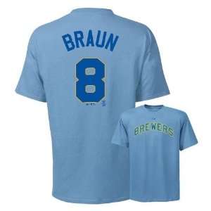  Mens Milwaukee Brewers #8 Ryan Braun Name & Number Tshirt 