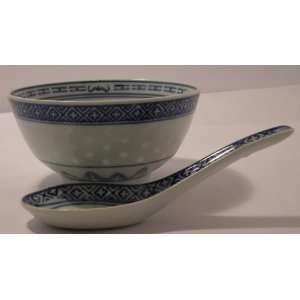  Bowl & Spoon set Ceramic Rice Pattern Guaranteed quality 
