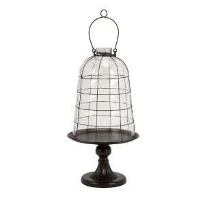  21 Poquito Caged Glass Cloche Dome on an Iron Pedestal 